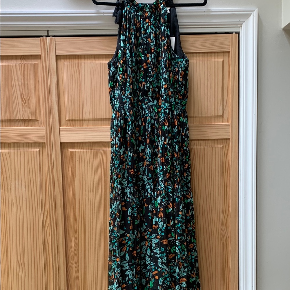 Whistles Forrest Floral Halter Dress- Black and Green